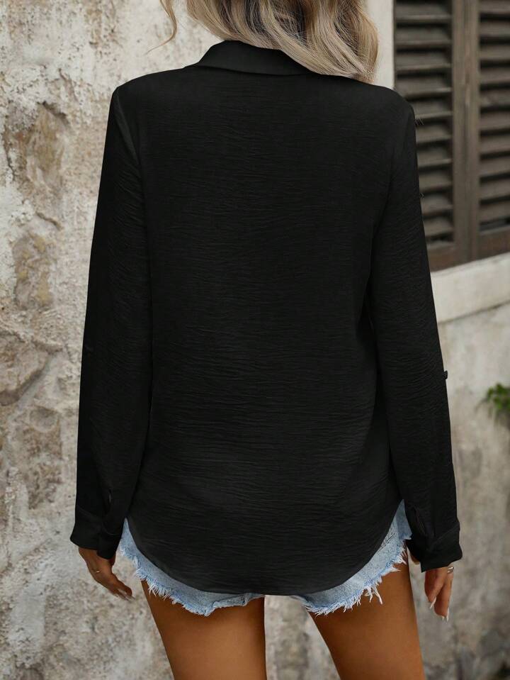 Damen Klassisches Leinen Hemd mit Knopfleiste