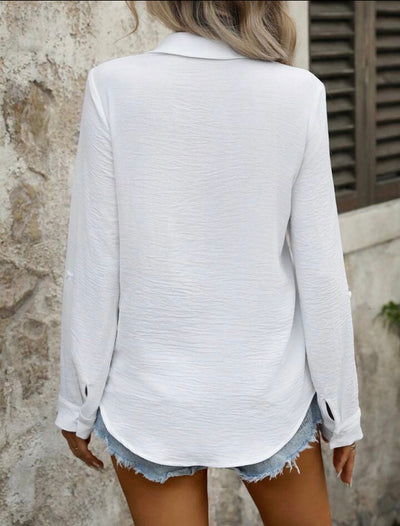 Damen Klassisches Leinen Hemd mit Knopfleiste