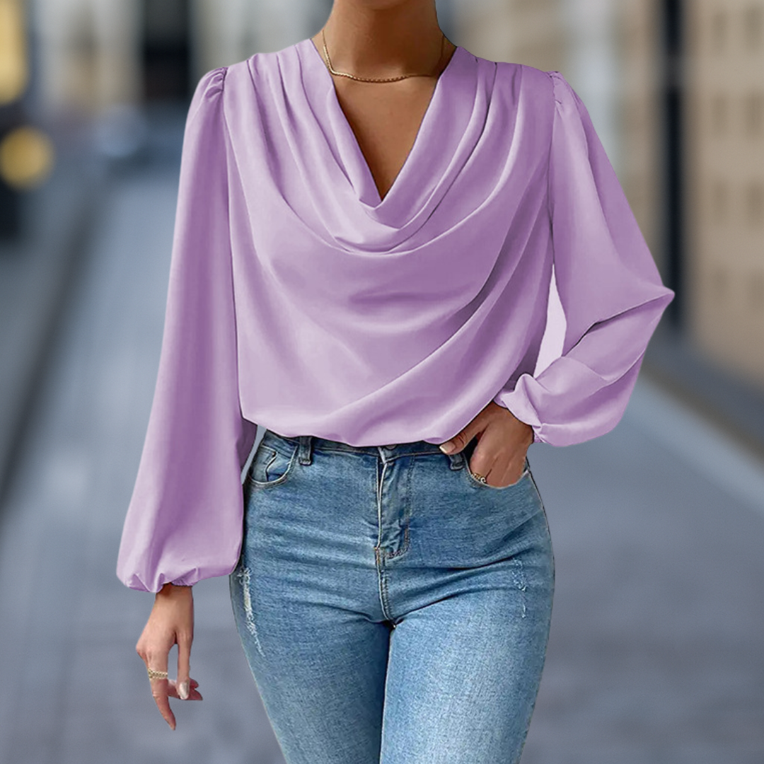 Celeste Luxe Elegante Drapierte Damenbluse