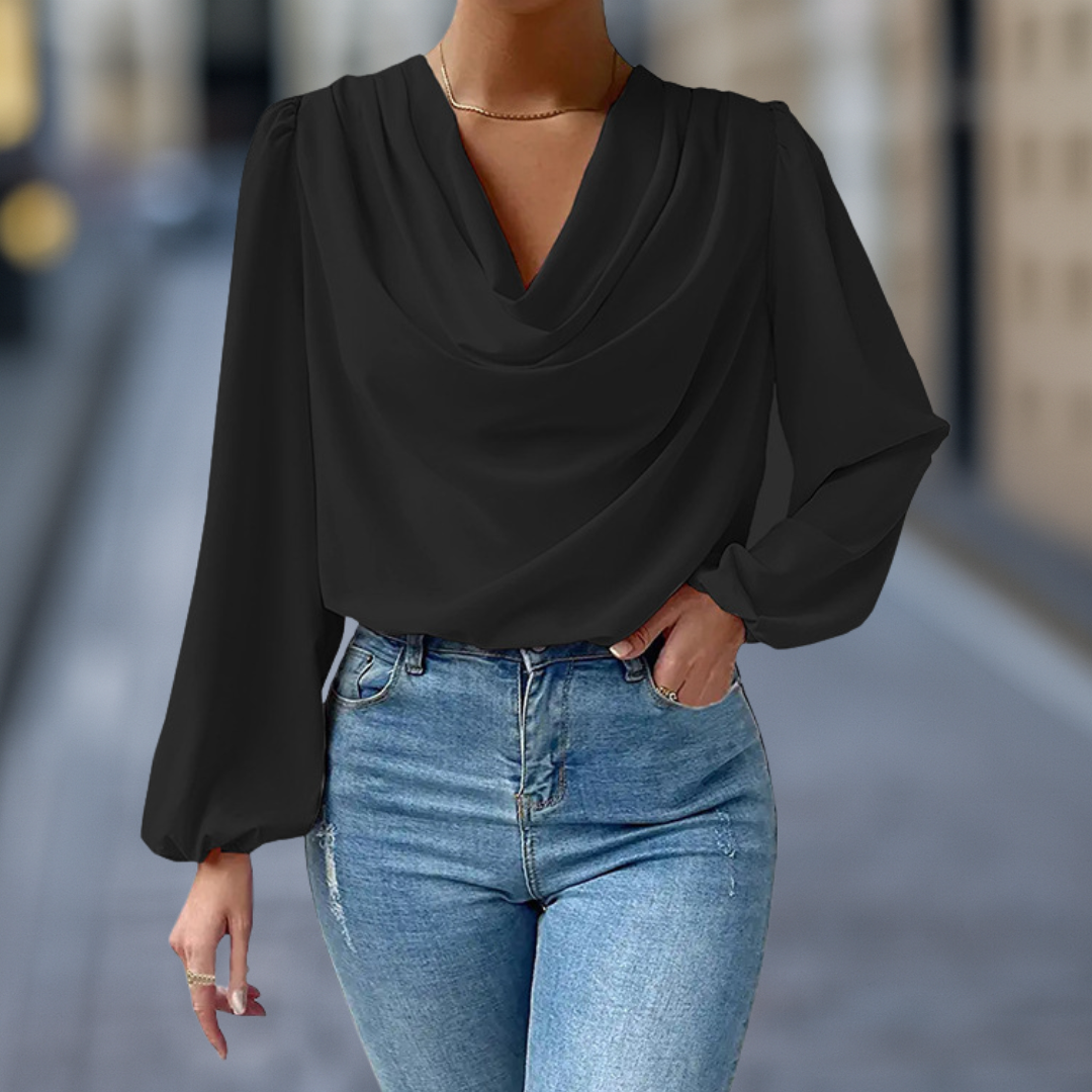 Celeste Luxe Elegante Drapierte Damenbluse