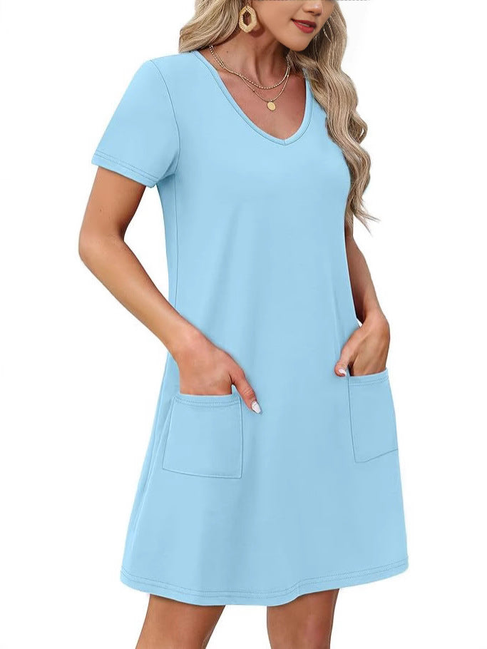 Portofino Kurzarm Hemdkleid mit Taschen