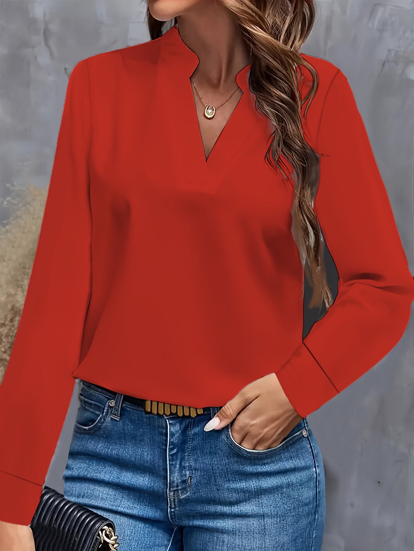 Alexandra Elegante V-Ausschnitt Damenbluse